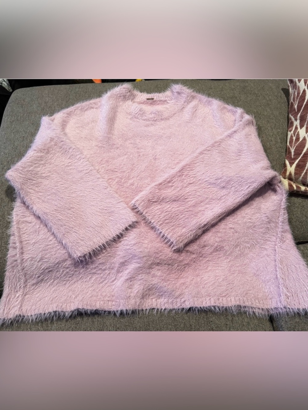 Free People Pink Harrison Bunny Crew Sweater